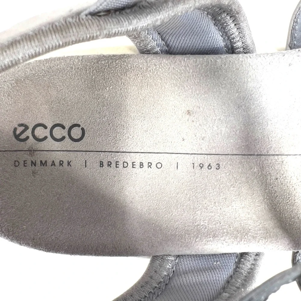 ECCO Chunky Women's Grey Leather Platform‎ Sandals Size EU 40 US 9.5